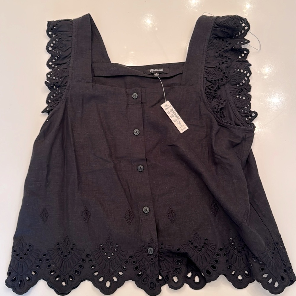 Madewell black eyelet camisole brand new with tags.